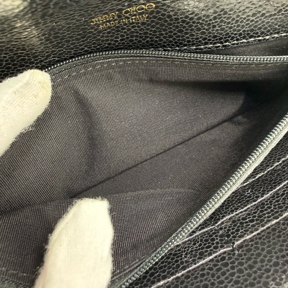 Jimmy Choo Reese Leather & Glitter Clutch w/ Unbranded Chain - Picture 10 of 12